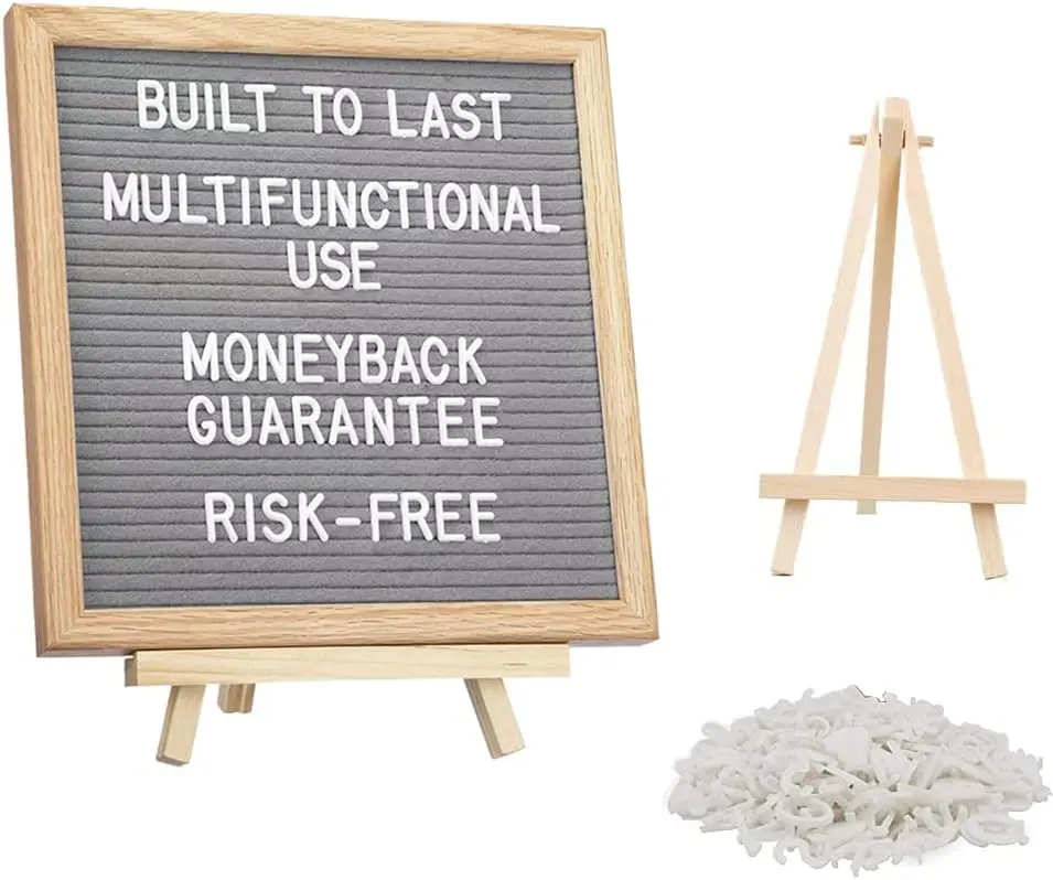 Felt Letter Message Board 340 Letters,Letter Board Sign with Stand, 10X10 Inch for  &  Announcement Sign,for Party  Decor