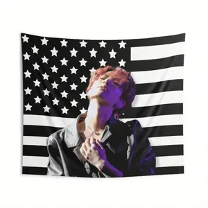 1pc Heeseung Kpop Tapestry - American Flag Design, Perfect for Kpop Fans, Birthday Gift, Concert Merchandise & Outdoor Decor with Free Installation Kit