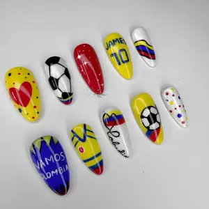 Custom Hand-painted Soccer Jersey Press On Fake Nails, Football Fan Art 1