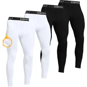 Men's Thermal Compression Pants, Fleece Lined Athletic Tight Cold Weather Sports Leggings Winter Base Layer Bottoms