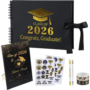 2026 Graduation Guest Book Scrapbook Set - 80 Pages Signature Photo Album with Dual-Tip Markers, Stickers, Tapes, Memory Book Sign for Class of 2026 High School College Grad Party Favors Gifts