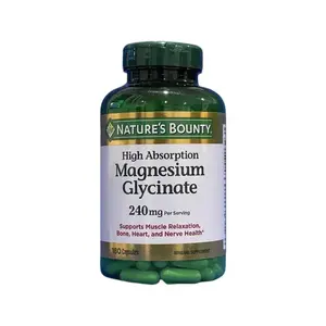 Nature's Bounty Magnesium Glycinate 240 mg, 180 Capsules - High Absorption Supplement for Muscle Relaxation, Bone, Heart, and Nerve Health