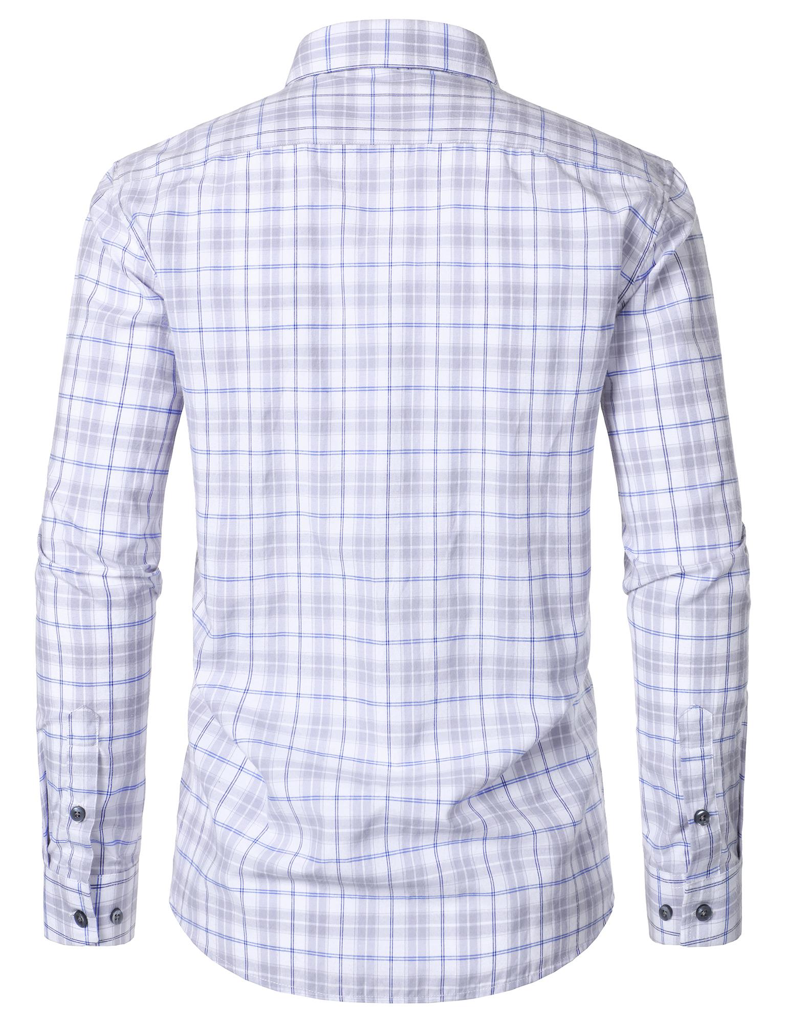 ZEROYAA Men's Plaid Long Sleeve Dress Shirt Formal Gingham Slim Fit Button Down Shirts with Lightweight Casual Classic Birthday Fashion