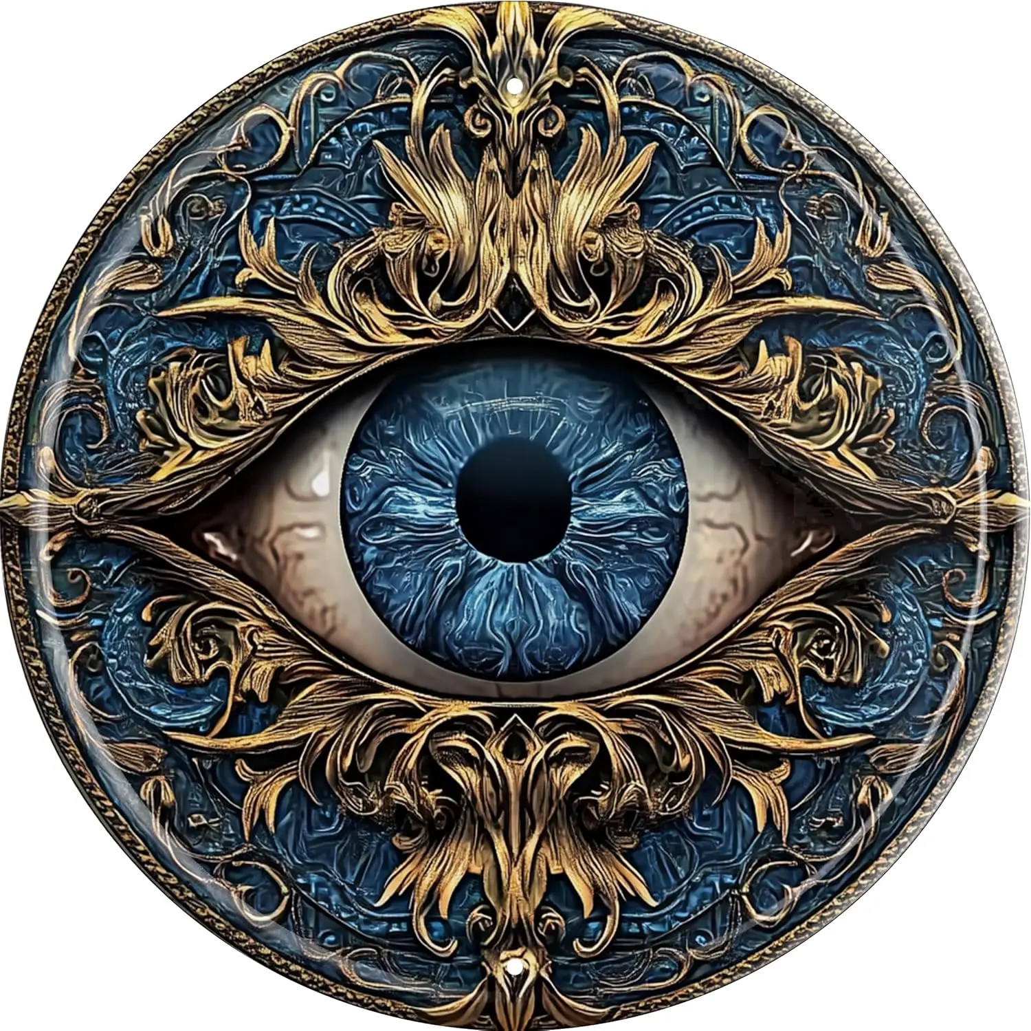 Vintage Round Tin Eyes Wall Decor Sign - 8x8 in Retro Metal Plaque, Multi-Use Home & Bar Decor Artwork, Gift Idea for Shop