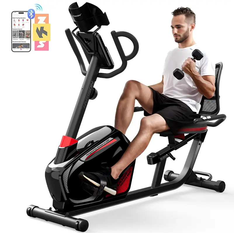 HARISON Heavy Duty Recumbent Exercise Bike - 400lb Capacity, Low Impact Cardio, Adjustable Load, Minigym Manufacturer Gym Equipment (TKHR-B8) for Physical Therapy, Fit at Home, Exercise Bikes, Workout From Home