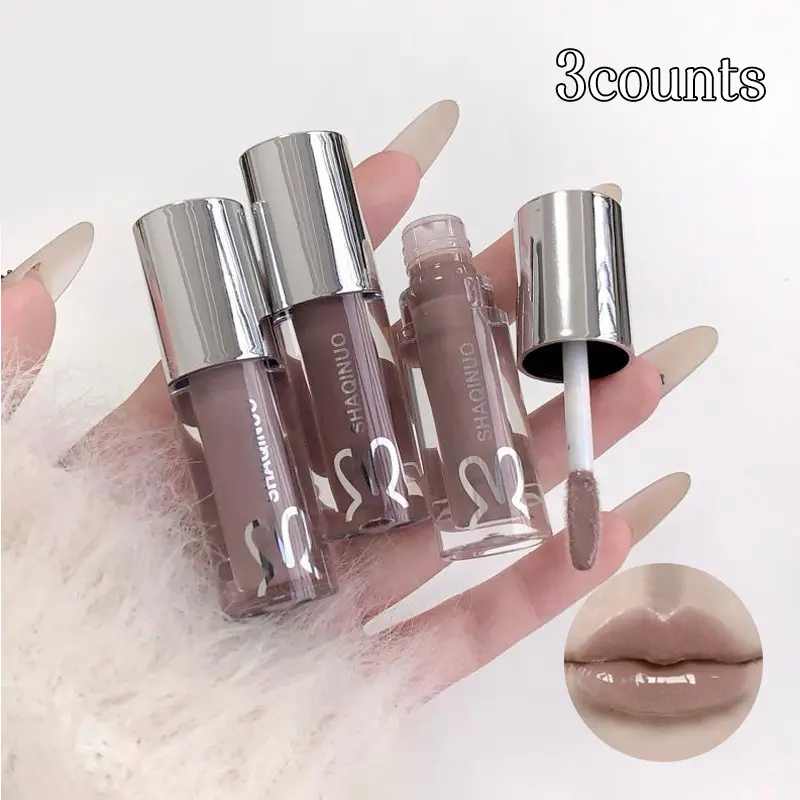 Three-Piece Soft Lightweight Gentle Lip Gloss Set Moisturizing Hydrating Long-Lasting Lip Stain Glossy Hydrating Glassy Lip Perfect for Daily Use Makeup Enhance Your Lips Naturally