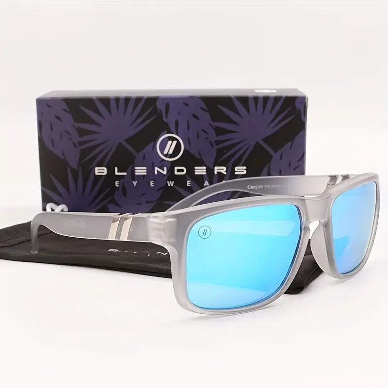 [Polarized Vintage Eyewear] Blue Mirror Men Polarized Eyewear Vintage Fashion Square Men's Glasses
