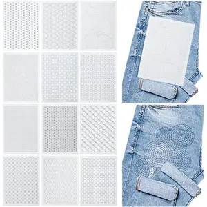 12Pcs A4 Size Sashiko Soluble Embroidery Stabilizers 8.3x11.8'' Embroidery Stabilizer Embroidery Transfer Patterns Sashiko Template Stick and Wash Away Embroidery Stabilizer