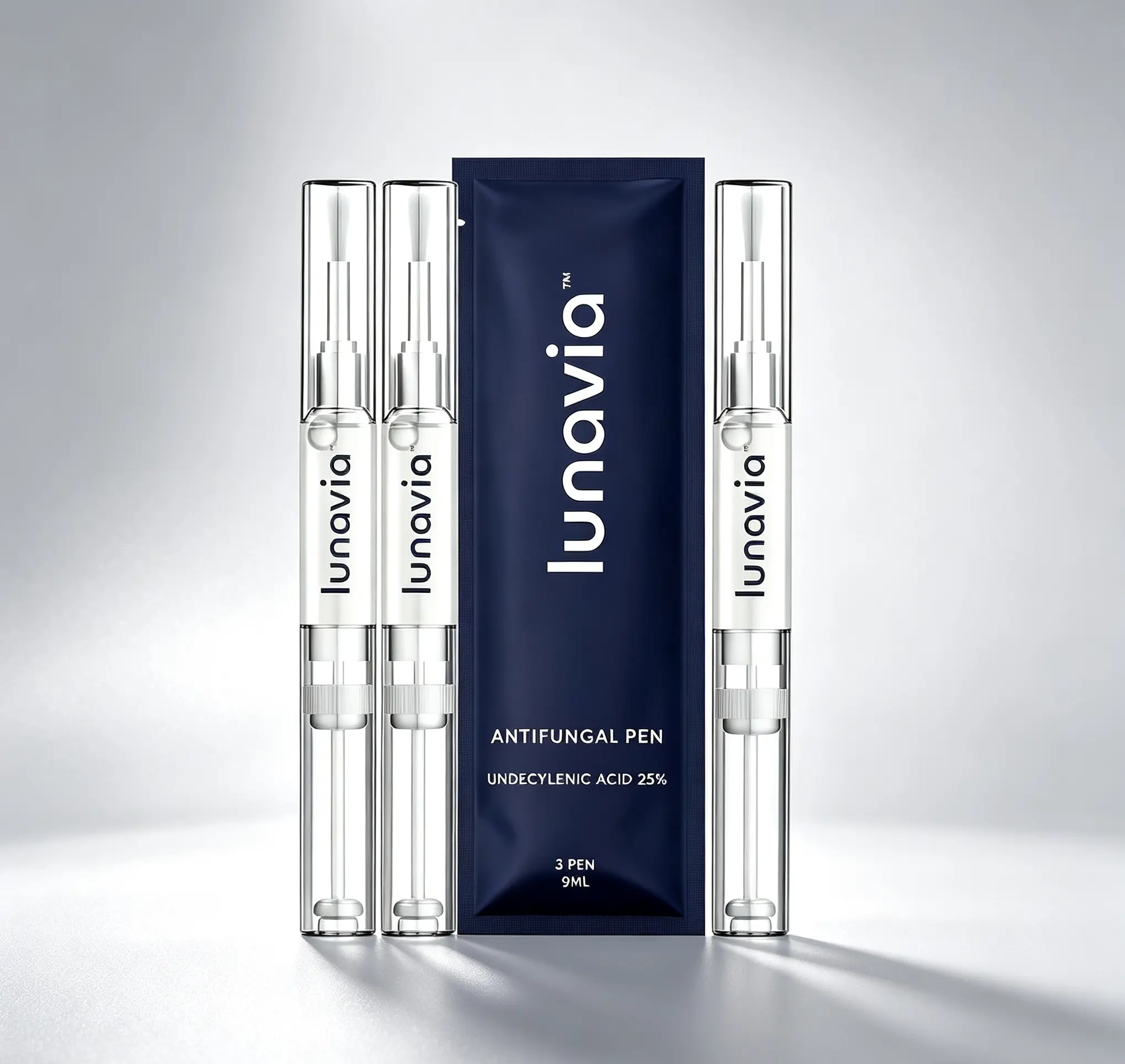 Lunavia Foot Care Antifungal Pen 3 Pack, Professional 25% Undecylenic Acid Nail Repair Solution for Discolored & Cracked Toenails, Doctor Approved Portable Applicator