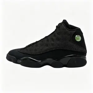 Men's Classic Black High Top Sneakers Reflective Mesh Suede Upper Cushioned Midsole Non-Slip Rubber Sole Basketball Streetwear Shoes with Iconic Hologram Heel Detail for Daily & Sports