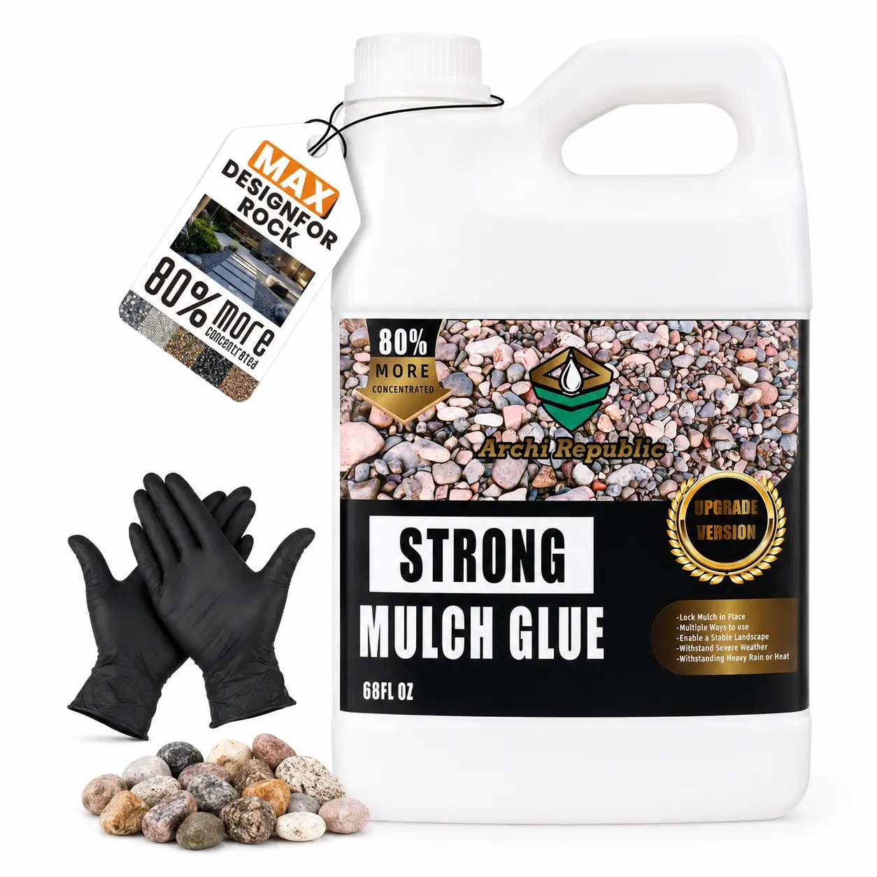 Archi Republic Mulch Glue Concentrate, Heavy-Duty Landscape Adhesive for Gravel, Rocks, Mulch, Garden Pathways & Outdoor Landscaping