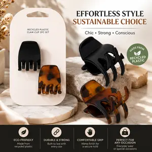 2PCS Matte & Tortoise Hair Claw Clips for Women – Strong Hold Non Slip Jaw Clips for Thick Thin Curly Straight Hair Everyday Styling Accessories