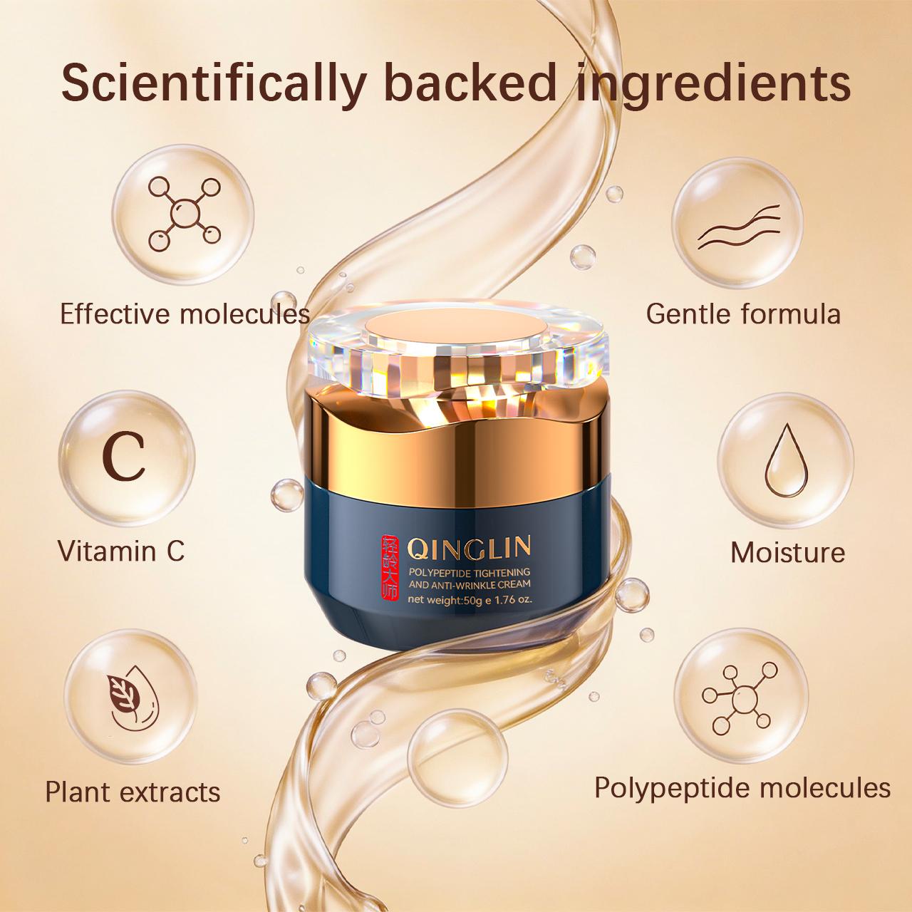 QINGLIN Day & Night Routine | Vit-C Brightening Cream (1.7oz) & Retinol Peptide Care (1.7oz) for Ultimate Glow