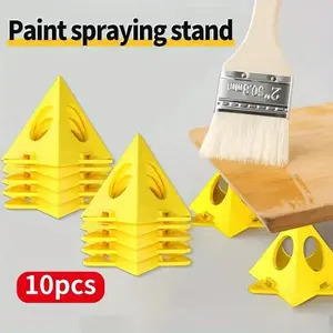 10 PCS Woodworking Paint Bracket Set Yellow Painted Plastic Cushion Block Spray Painting Air Dry Coated Triangular Bracket