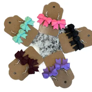 Polymer Clay Earrings Small Bows in Various Colors with Hooks - Colorful Bow Designs for Stylish Wear