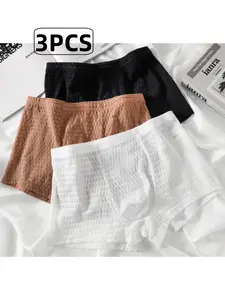 Men's Sexy Transparent Mesh Square Panties, Breathable Comfort Four Seasons Underwear, Casual Office Wear, Pack of 3, Underwear Boxers, Breathable Boxer Briefs