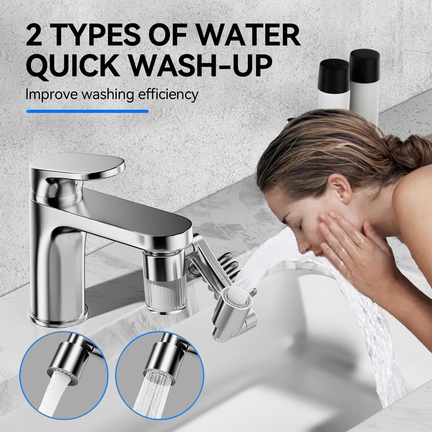 AQUPUVIR Sink Faucet Filter 360°Rotating,Aerator Faucet 1 Pcs of Sink Water Filter and 2 Filter Elements Set, Bathroom Sink Filter Removes Fluoride Hard Water, Faucet Filter Faucet Extender for Home Kitchen Sink