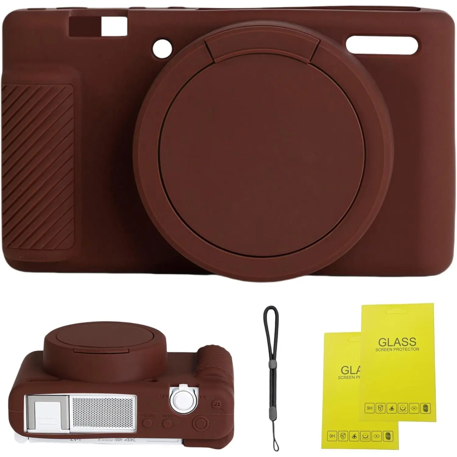 Camera Case for  ZV-1,ZV1 Camera Soft Case Cover Rubber Camera Sleeve with Removable Lens Cover,Anti-Scratch Slim Fit Soft Sleeve with ZV1 Screen Protector and Strap Wrist. (Coffee)