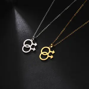Cazador Fashion Gay Lesbian Symbol Pendant Necklaces Stainless Steel Chain New Jewelry for Women Men Birthday Party Gift 2025