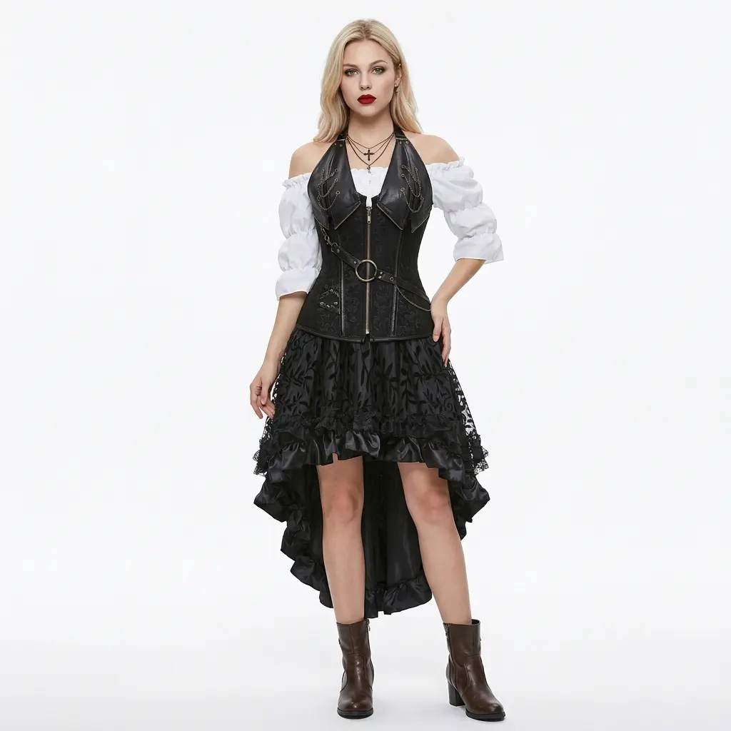 3-Pieces Steampunk Leather Corsets Bustiers Skirt Blouse Set MILALEE Boned  Corset Shirt Skirt Outfits for Women Gothic Vintage Cosplay Basic  Minimalist 8105/6505/7056 - TikTok Shop