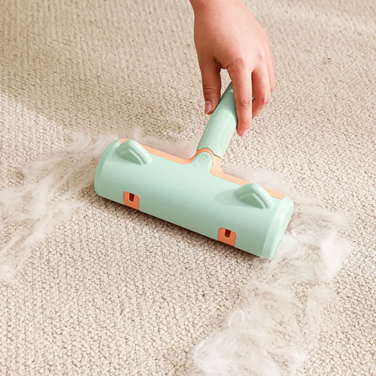 Static Suction Pet Hair Remover - Right-Hand Design, Reusable Tool, Large Dustbin, Washable Brush, for Dogs & Cats, Removes Hair from Home Furniture, Carpet