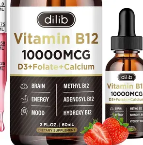 Vitamin B12 Liquid Drops Sublingual 10000 mcg, Triple B-12 Complex Supplement, Methyl & Methylcobalamin Blend for Women & Men, Mood & Energy Booster, Methylated B 12 for Metabolism & Health Support