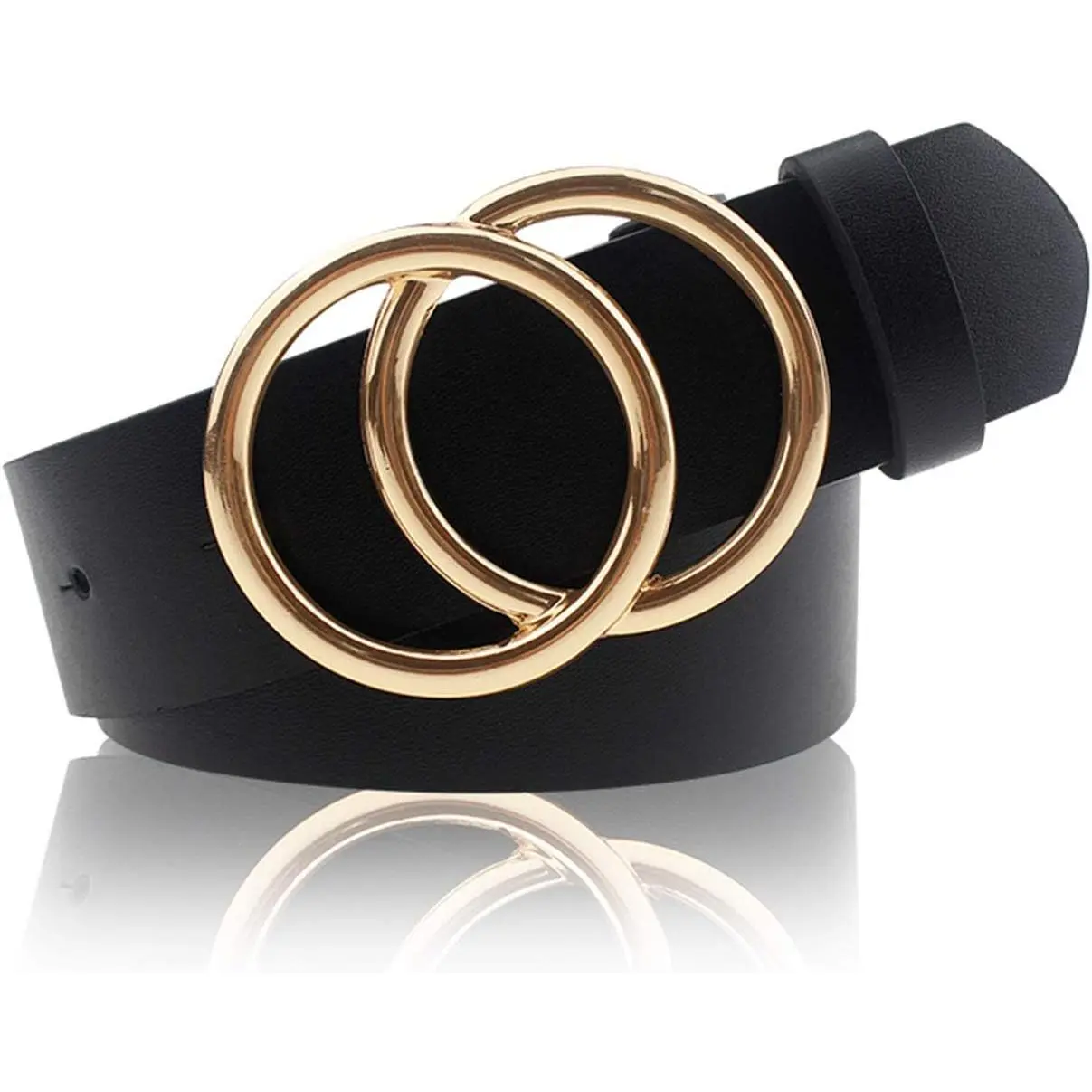 Women's Multi-Size PU Leather Waist Belt with Double O-Ring, Alloy Buckle, 2 Belts for Mobile Phone Selfie Accessory Use, Three Belts