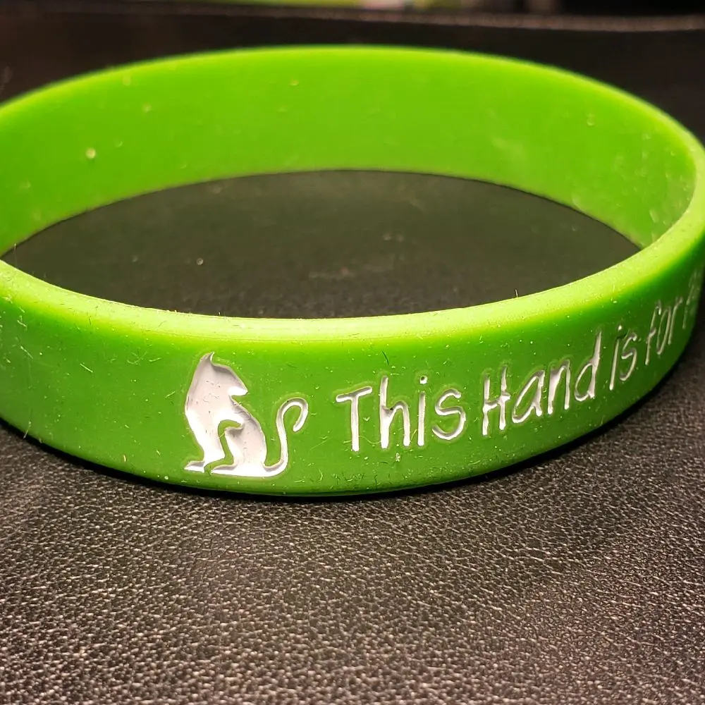 Green "This Hand Is For Petting Cats" Silicone Bracelet, Rubber Jewelry.