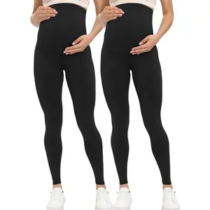 Women's Maternity Leggings over the Belly Pregnancy Active Wear Workout Yoga Tights Pants Soft Can be used with raincoat