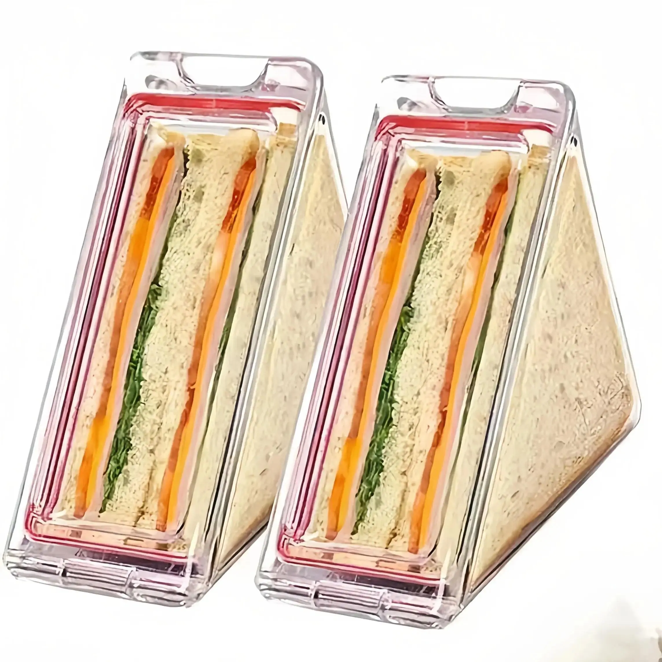1PC Acrylic Portable Triangle Sandwich Container with Lid, Reusable Lunch Boxes for Kids