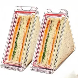 1PC Portable Triangle Sandwich Container Acrylic Reusable Sandwich Boxes and Lunch Wedge Boxes with Lids for Kids