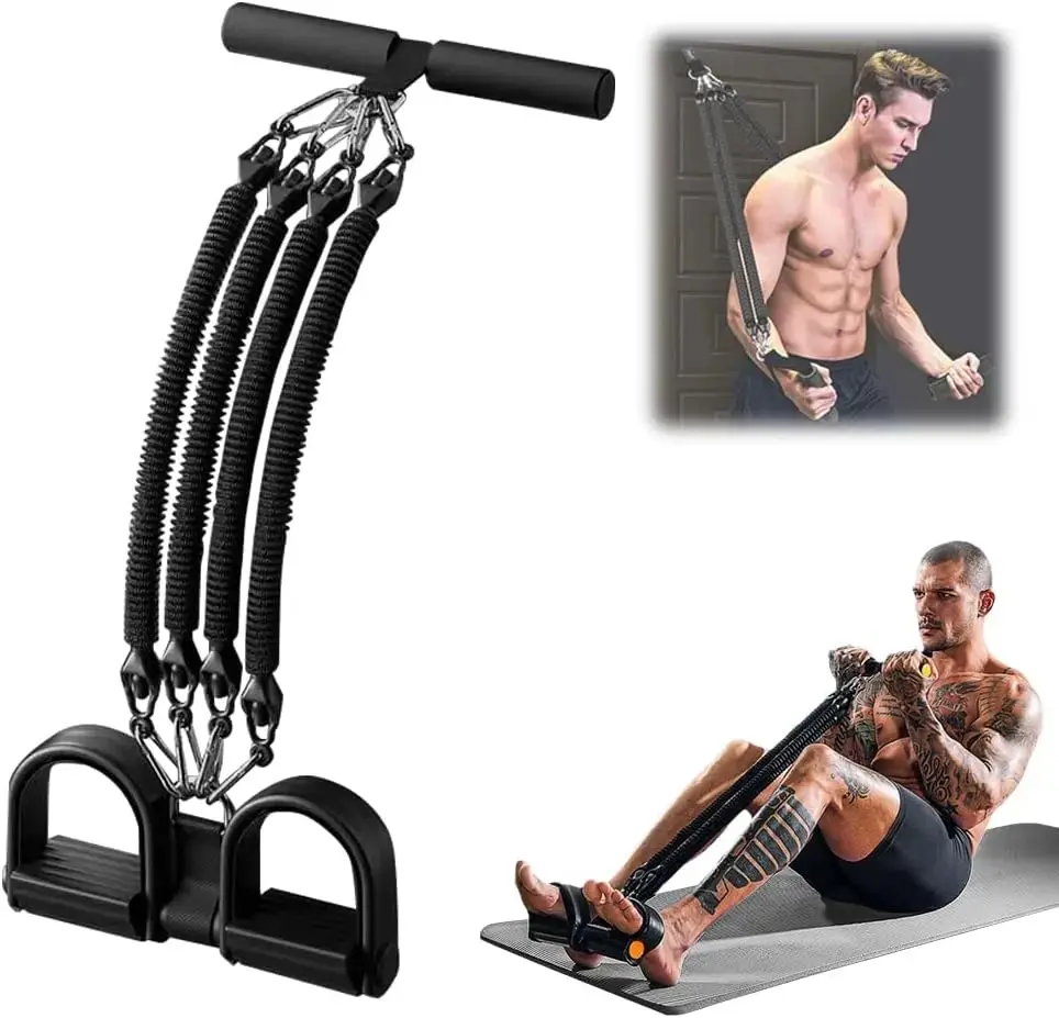 Resistance Band Set 2026 Edition  New Four-Channel Pedal Ankle Puller with Handle - Total Weight 100 Pounds - Adjustable - Fitness Belt for Strength Training  Suitable for Home Gym - Full-Body Workout - Fitness Equipment - Suitable for Both Men and Women