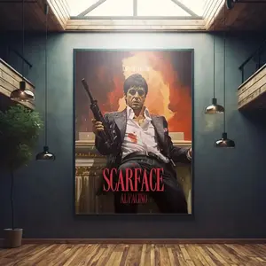 Scarface Tony Montana Canvas Wall Art Al Pacino Gangster Movie Poster Man Cave Decor