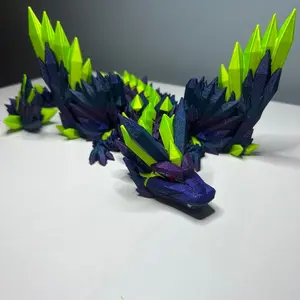 3-D Printed Winged Wolf Dragon - 17 Inches Long Home Decor Statue & Figurine Decorative Ornaments