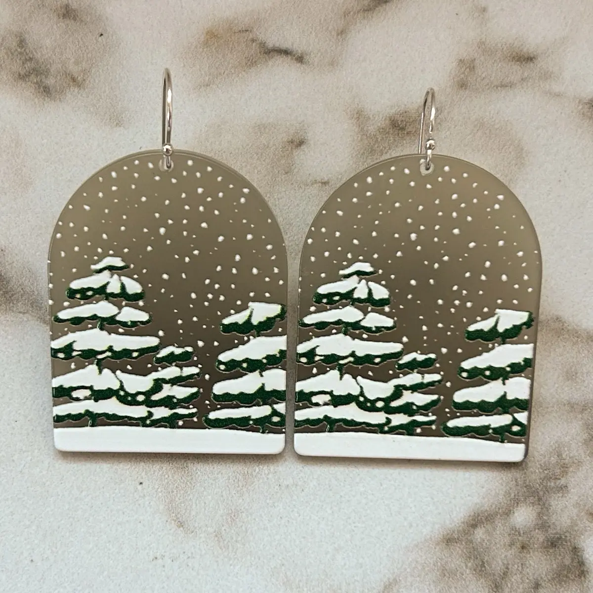 Snow Covered Trees Resin Earrings for Women