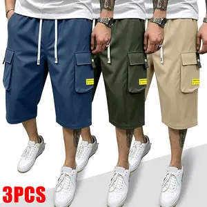 Men's 7/8 Cargo Pants, Big Multi-Pockets, Durable Cotton Blend, Relaxed Cropped Fit, Utility Storage for Daily Streetwear & Errands – Edgy & Heavy Duty