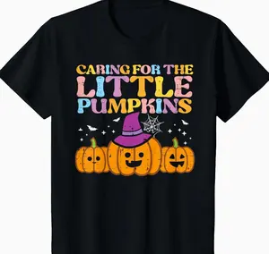 Halloween Nurse Caring Little Pumpkins Nicu Costume Women T-Shirt NWX