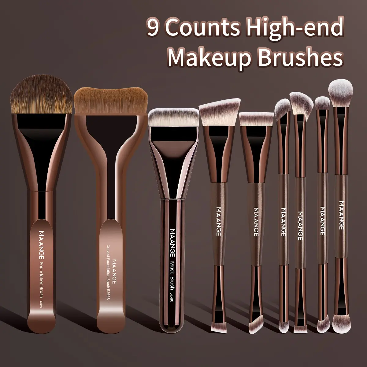 Maange 9-Piece Makeup Brush Set, Includes Foundation Brush, Concealer Brush, Blush Brush, Contour Brush, Essential Makeup Tools, Multifunctional Face Makeup Brushes, Cosmetic Brushes