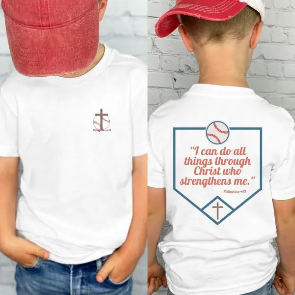 Youth and Adult Baseball T-shirt, Jesus T-shirt, Philippians 4:13, I can do all things through Christ, Boy's baseball T-shirt, Christian baseball T-shirt