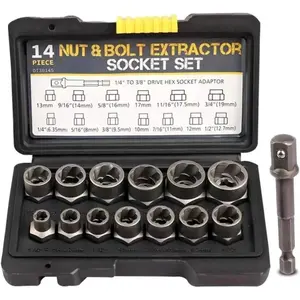 Bolt Extractor Tool Set, 13+1 Counts Impact & Nut Remover Stripped Lug Remover, Drive Rounded Bolt Remover for Removing Damaged, Frozen Universal Impact impact bolt