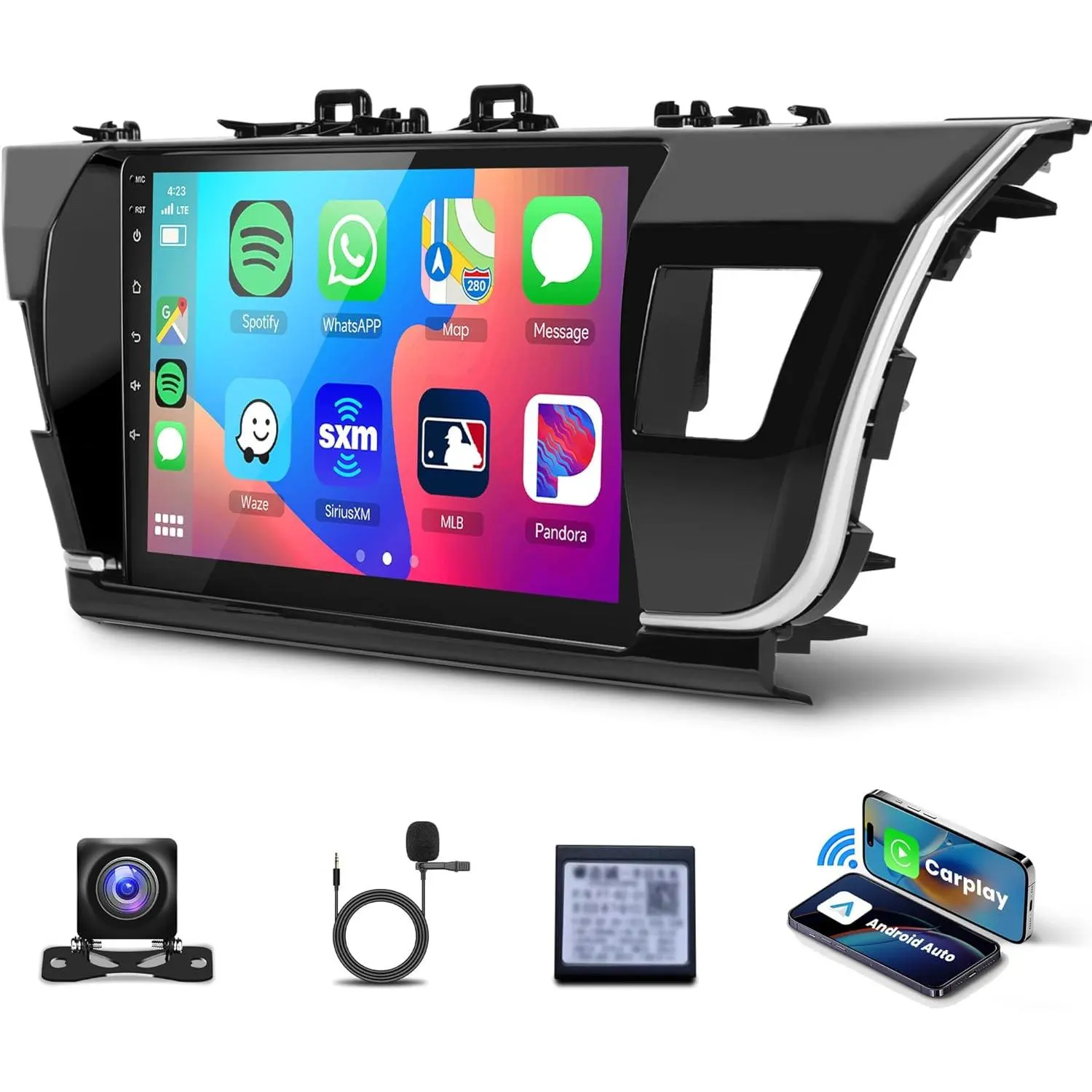 RIMOODY 2+64GB Android Car Stereo Radio for Toyota Corolla 2014-2016, 10.1'' Carplay Touchscreen Head Unit with 64 GB Storage, Wireless Sync, Android Auto, Bluetooth, GPS Navigation, WiFi, Mirror Link, FM/RDS, EQ, Backup Camera, SWC