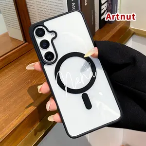 Magnetic Phone Case Compatible with Samsung Galaxy S24 Plus S25 S23 FE S22 Ultra S22+ Sweet Nana Patterned Clear Acrylic Back Shockproof Air-Guard Corners Hard Shell for Boy