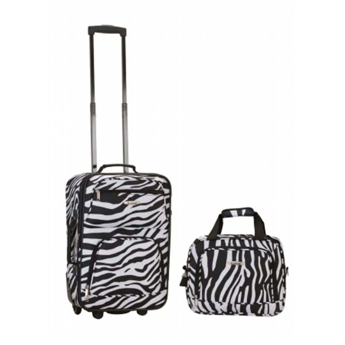 212 MAIN 2-Piece Zebra-Print Expandable Travel Set, Lightweight Durable Luggage with EZ-Roll Wheels, Heavy-Duty EVA & PVC-Backed Construction for Travel