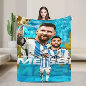 1pc Lionel Messi themed cozy print creative inspiration design flannel blanket, perfect for bed, sofa, office and travel, perfect gift for football fans