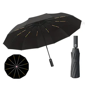 Automatic Double Rib Umbrella - 12-Rib Foldable Compact Design, Hands-Free Portable Collapsible Telescoping, Dual Protection UPF Sun Rain, Ergonomic Lightweight Cover, Unisex Travel Essential (Automatic Umbrellas for Home Supplies), Automatic Umbrella Umb