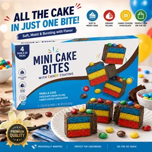 Rainbow Chocolate Mini Cake Bites Family Pack – Soft Filled Snack Cakes with Candy Topping, Grab & Go Dessert Snacks for Kids & Adults