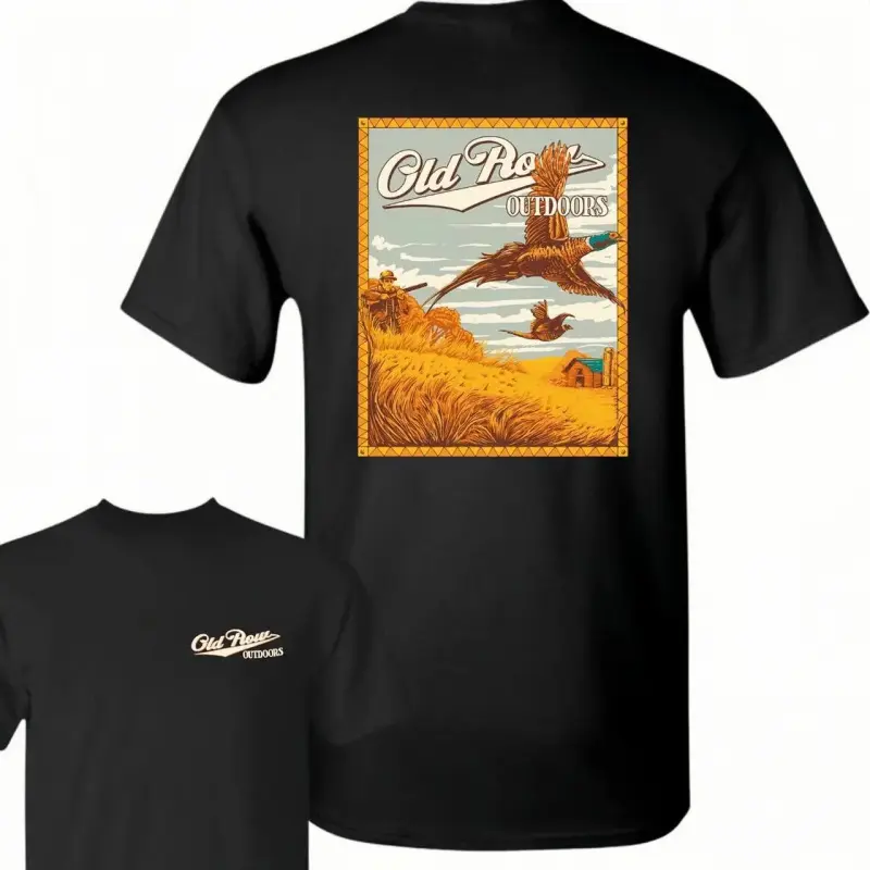 Unisex Short-Sleeve Cotton Outdoor Hunting T-Shirt - Smooth, Seamless, Casual, Full-Color Graphics Pheasant & Dog Hunting Top for Sports Enthusiasts, Shortsleeve