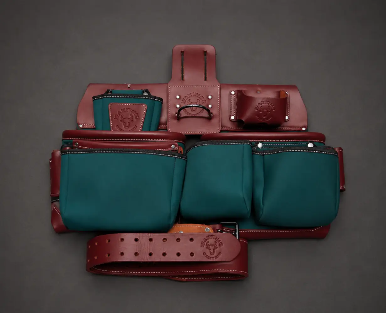 WAXWING Maroon Leather & Green Nylon Tool Belt WTB7061