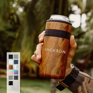 Personalized Slim Can Cooler, Custom Engraved Insulated Beer Holder for Groomsmen, Birthday Gift