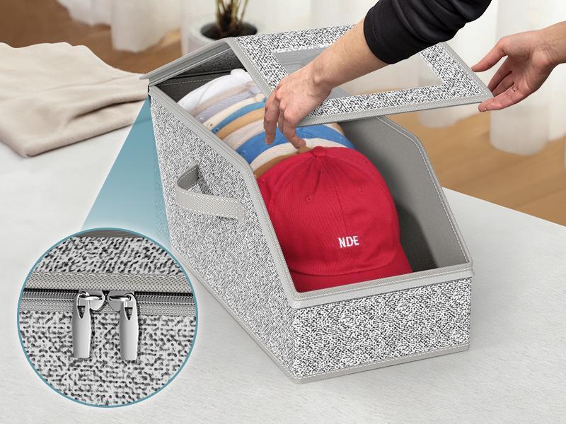 Stackable Baseball Cap Storage Box, Holds Up to 24 Hats – Durable Foldable Cardboard Organizer, Large Capacity Hat & Toy Storage Solution, Versatile Home & Bedroom Organizer, Dustproof, Space Saving